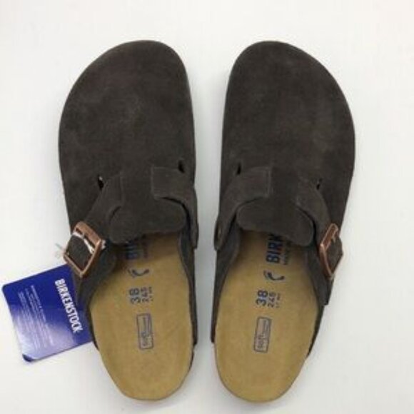 Women's Mocha Suede Birkenstock Boston Shoes - Narrow Fit - Picture 3 of 5